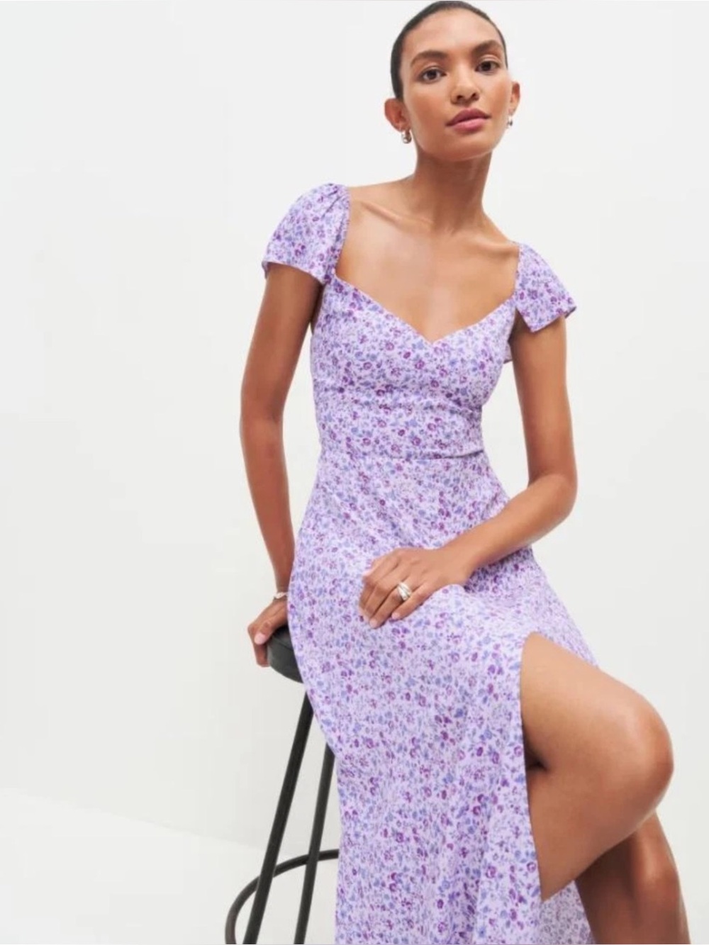 REFORMATION | Baxley Midi Dress in Muse Lilac Floral, Size 10
